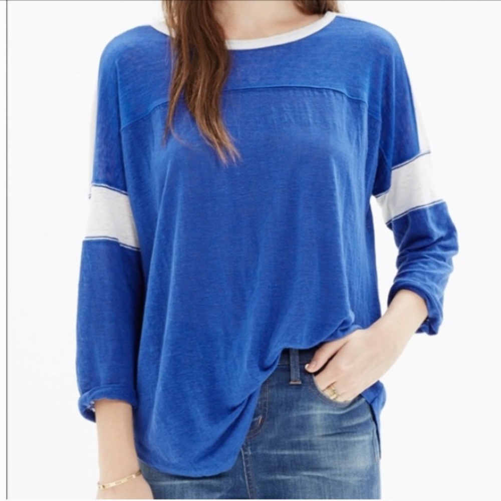 madewell Royal Blue Frontrunner Slouchy Linen Tee